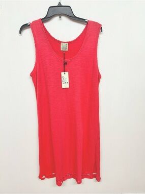 NWT.Jaded Gypsy Coral Sleeveless Tank Dress /Coverup– Casual Scoop Neck Size S/M